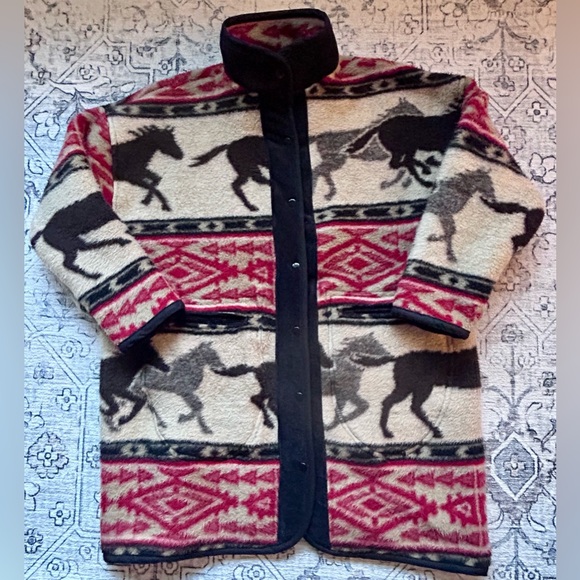 Textile Edit Jackets & Blazers - Handmade Upcycled Western Horse Pattern Blanket Jacket